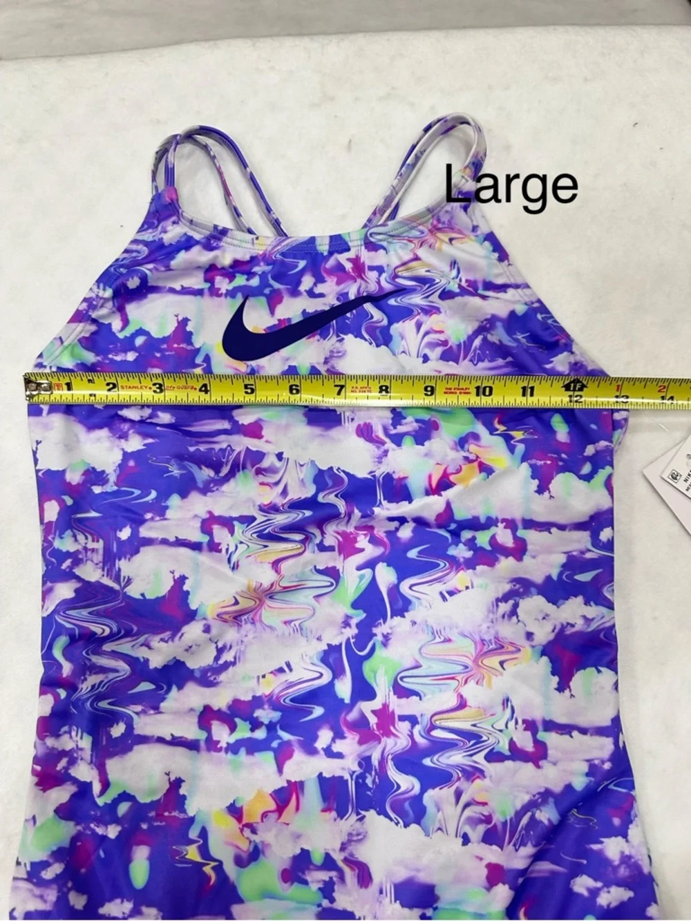 Nike Girls Purple & White Marble One-Piece Swim Suit